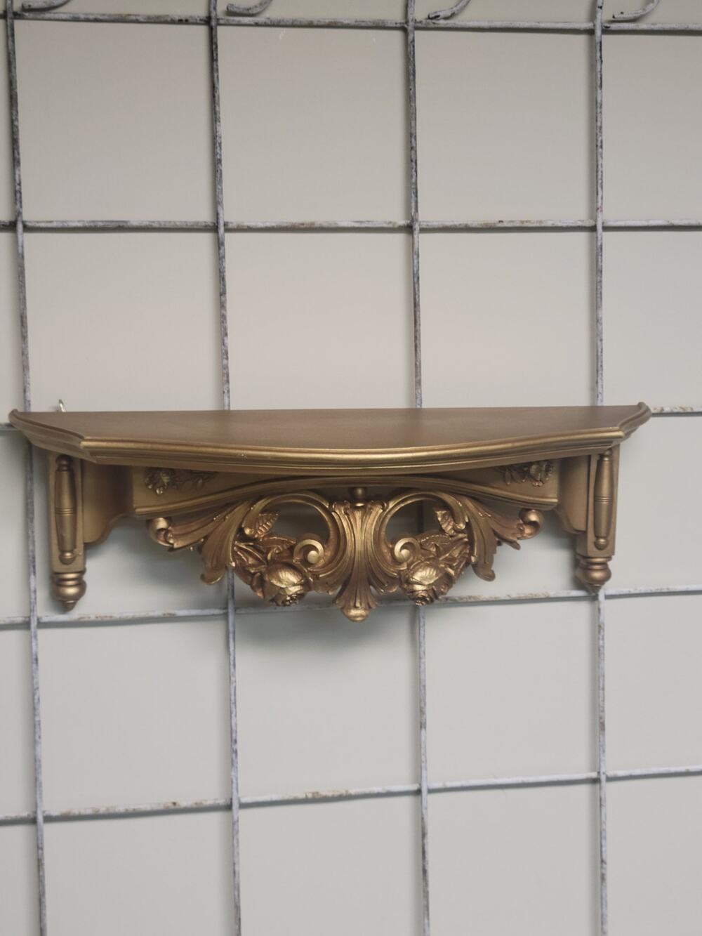 Vintage Gold Syroco Wall Shelf Ornate Rococo Hollywood Regency Floating Console